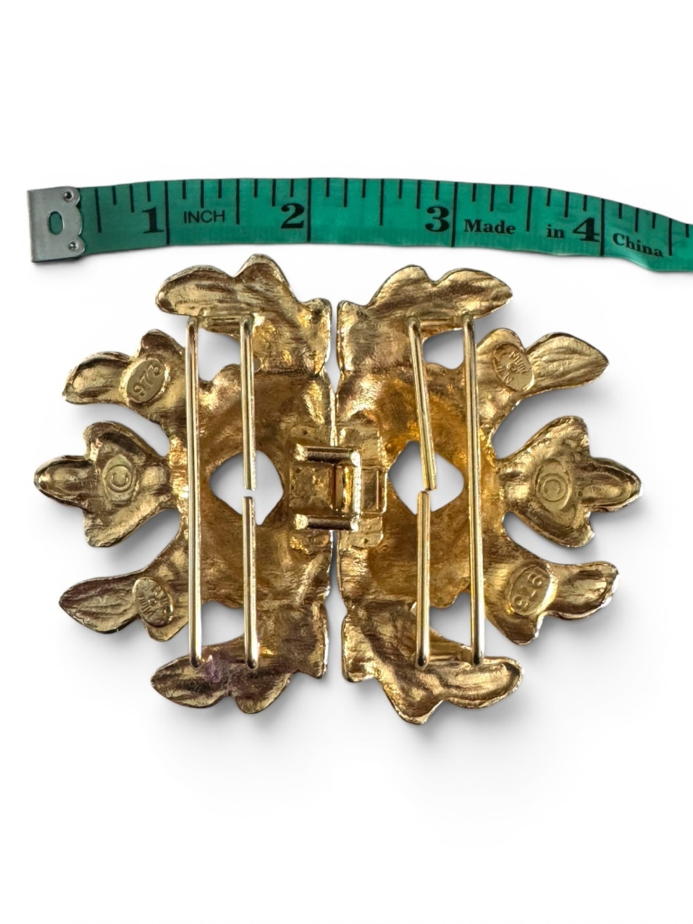 Large Mimi Di N 1973 Gold Coral Buckle Vintage Designer Statement Belt Clasp - Picture 4 of 9